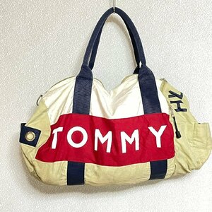 (^w^)b Tommy Hilfiger トミー ヒルフィガー 肩掛け ミニ ボストン 手提げ トート サブ バッグ BAG 鞄 カバン 旅行 ロゴ ベージュ B0535FE