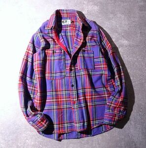 ENGINEERED GARMENTS エンジニアードガーメンツ チェック 長袖シャツ ネルシャツ 山ポケ USA製 コットン メンズ (XS) パープル系 ●o-530