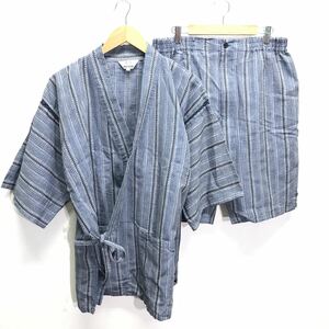 夏のイベントで大活躍◎【甚平】セットアップ 上下 夏祭り 盆踊り 花火大会 和風 和服 涼しい 部屋着 リラックス ネイビー M /Y11560ii