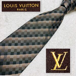 ■美品■LOUIS VUITTON ルイヴィトン　クラヴァット　ネクタイ　ダミエ　レジメンタルストライプ　グラデーション　シルク100% イタリア製