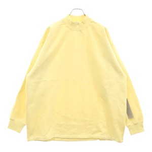 エフオージー エッセンシャルズ MOCK NECK SWEAT SHIRT フェルトロゴプリント モックネック長袖スウェットトレーナー イエロー