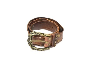 Hawk Company (ホークカンパニー) パッチワーク風 レザー スタッズベルト PACHWORK LEATHER STUDS BELT 加工 VINTAGE ヴィンテージ 茶