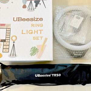 UBeesize LEDリングライト 10インチ スマホ三脚 カメラ三脚 ビデオライト タッチパネル操作式 会議/撮影/ライブ配信に 127cm三脚 撮影 照明