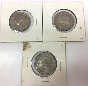 アメリカ リバティコイン 25セント "1965年×2枚・1967年 合計3枚 IN GOD WE TRUST　QUARTER DOLLAR　　管16