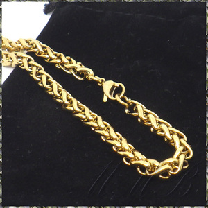 [BRACELET] Gold Double Curb Chain ゴールド ダブル クロス 2重喜平 チェーン ブレスレット 5.7x240mm (19g)