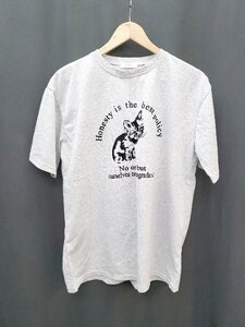 ◇ Loueme ルエム プリント カジュアル 半袖 Tシャツ カットソー サイズF グレー レディース P