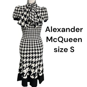 美品　Alexander McQueen　アレキサンダーマックイーン　リボン付　クラシカル　ニット　ロング　ワンピース　S5M013