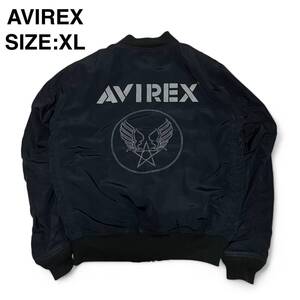 AVIREX アヴィレックス アビレックス MA-1 フライトジャケット ミリタリージャケット xl 黒 ブラック 刺繍ロゴ メンズ 古着 ステンシル 