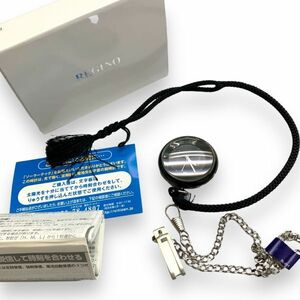 ■稼働品・美品・希少　シチズン　レグノ REGUNO H415-R005952　電波ソーラー　懐中時計　黒文字盤 デイト　箱/取説/予備チェーン付