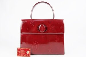 【美品】Cartier カルティエ ハッピーバースデー ハンドバッグ ボルドー ブランド鞄【RS52】