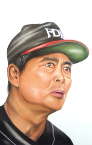 〇色鉛筆画・宅配８０サイズ・人物画 スポーツ選手 野球選手 (222×320) 絵画 ダイエー 王貞治 監督　wbc元監督 イラスト 