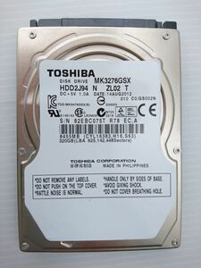 ★ジャンク品★東芝(TOSHIBA) ハードディスク・HDD MK3276GSX/320GB /5400 rpm/2.5インチ★