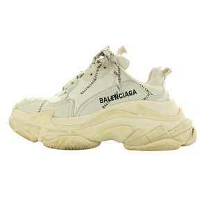 バレンシアガ BALENCIAGA TRIPLE S Allover Logo トリプルS オールオーバー ロゴ ダッドスニーカー レースアップ 総柄 23cm 白 536737