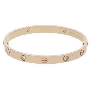 カルティエ Cartier LOVE BRACELET DIAMONDS サイズ:18 K18PG ハーフダイヤラブブレスレットブレスレッド 中古 OM10