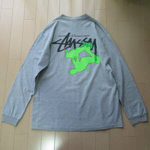 ★即決送込★M STUSSY long sleeve Tシャツ T-shirt Tee 長袖 ロンT グレー skate スケート old oldstussy オールドステューシー