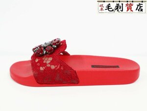 ドルガバ DOLCE＆GABBANA タオルミナレース クリスタル ビジュ サンダル レザー サイズ 36 レディース 【中古】 靴