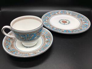 2877■　WEDGWOOD ウェッジウッド カップ&ソーサー 1客 大皿 1枚 フロレンティーン ターコイズ 洋食器