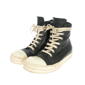 リックオウエンス Rick Owens RAMONES ラモーンズ レザー ハイカットスニーカー 靴 41 ブラック/ミルク 黒 メンズ