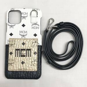 ○★新品未使用　MCM (エムシーエム)　ヴィセトス スプライシング　ストラップ付　iPhone11Pro MAXケース★○