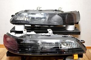 黄ばみ無し HONDA DC1 DC2 DB6 DB8 インテグラ タイプR ブラック加工 ハロゲン 左右 ヘッドライト KOITO 100-22251 打刻 R ②