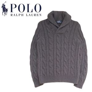 新品同様 フワフワ極上 Polo Ralph Lauren 肉厚 ケーブル編み ショールカラー ウール ニット セーター メンズ ラルフローレン RRL 250123