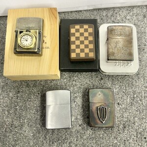 H068 まとめ ▲ Zippo ジッポー オイルライター 5点セット ゼンノロブロイ 市松模様 タイムライト 他 喫煙具 4点火花あり