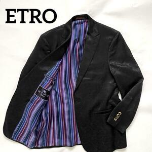 美品　ETROエトロ ペイズリー総柄　テーラードジャケット　裏地シルク　XL 黒