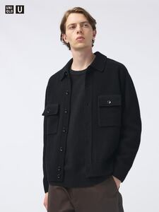 UNIQLO U ユニクロ ラムニットジャケット ブラック 黒 L 2024秋冬 タグ無し未使用品 セーター ニット カーディガン