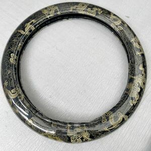 送料無料☆未使用品☆金華山ハンドルカバー金龍　ハンドルカバー 刺繍黒龍 金華山織ビニール仕上げ極太ハンドルカバー　直径36cmトラック