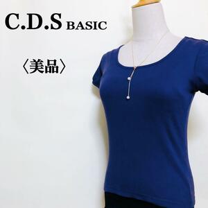 2303-0638 C.D.S BASIC シーディーエスベーシック ボートネック バルーンスリーブ 半袖 カットソー Tシャツ バックティアドロップ