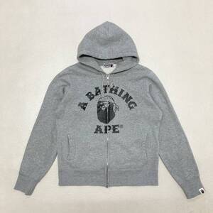 ● A BATHING APE アベイシングエイプ パーカー フーディー パイレーツ フルジップ プリント コットン グレー サイズS メンズ 0.6kg