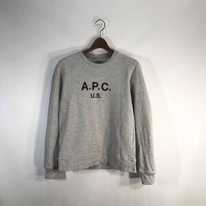 限定デザイン USA製 アーペーセー A.P.C U.S. アメリカ製 裏パイル ロゴ スウェット シャツ S グレー レディース スエット トレーナー