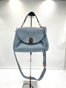 １円～　60　同梱不可　FURLA　フルラ　2way　ハンドバッグ　ショルダーバッグ　SLEEK　スリーク　プッシュロック　ブルー　1044978