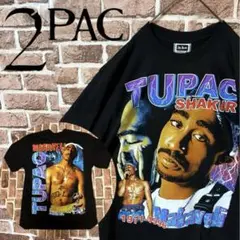 【大人気❗️】2PAC☆デカロゴ　両面プリント　ブラック　バンドTシャツ