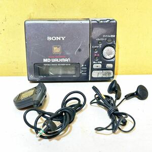 #I23A SONY WALKMAN MZ-R3イヤホン リモコン RM-DM27L 通電確認済み MDウォークマン ポータブルMDレコーダー 動作未確認 ジャンク