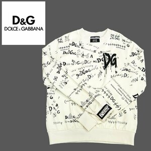 【1円/美品】ドルガバ Dolce&Gabbana スウェット 長袖 トレーナー グラフィックロゴ CARPE DIEM オーバーサイズ 54 20-21AW 白系 43845