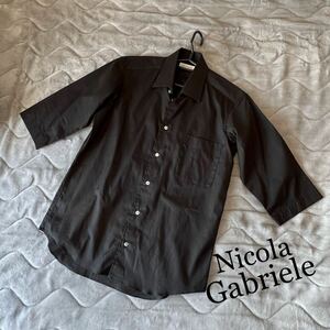 美品！ Nicola Gabriele ニコラガブリエル　オーダーシャツ 黒　6分袖