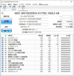 Serial ATA動作品　1.0TB/83回/21190H