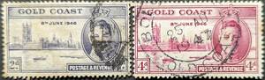 【外国切手】 ゴールドコースト 1946年 発行 国王ジョージ6世とロンドン議会 消印付き