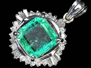 5KZ12621S【売り切り】新品【RK宝石】《Emerald》極上エメラルド 大粒1.33ct 極上ダイヤモンド Pt900 高級ペンダントヘッド ネックレス