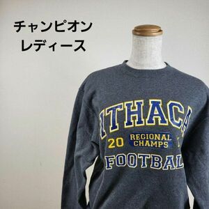 Champion スウェット チームロゴ 袖ロゴ メンズS グレー