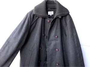 希少 80s90s ARMANI JEANS アルマーニジーンズ デザインハーフコート ミリタリーカバーオール 黒グレー イタリア製 古着ビンテージ