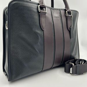 COACH コーチ ビジネスバッグ ブリーフケース ショルダーバッグ ボンド 2way F72308 ペプルレザー 革 黒 ブラック 茶 ブラウン A4サイズ可