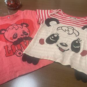 グラグラ半袖Tシャツ パンダ柄　120-125 二点セット