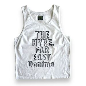 国内正規品★ DENIME ドゥニーム THE HYPE FAR EAST DENIME プリント タンク トップ Mサイズ 白 ノースリーブ ヴィンテージ Tシャツ TEE