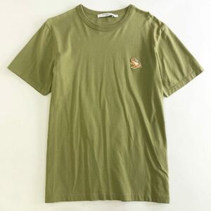 49k8 《美品》 MAISON KITSUNE メゾンキツネ CHILLAX FOX PATCH チラックスフォックス Tシャツ S グリーン カットソー ポルトガル製