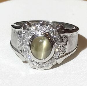 ☆Pt900 キャッツアイ&ダイヤリング 1.56ct☆