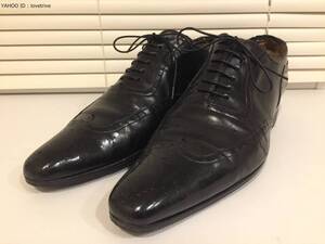 ★ 即決 サントーニ SANTONI メダリオン フルブローグ レザーシューズ 黒色 サイズ７ ★ 