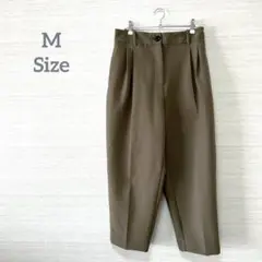 ザラ　ZARA ツータックテーパードパンツ　ウールライク　きれいめ　カーキ　M