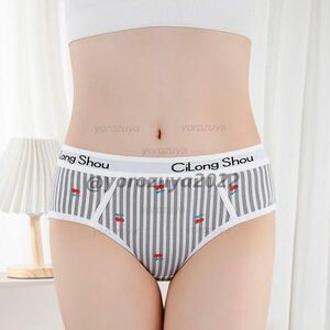 98-415-6 ボーダー フルバック ブリーフ パンティー 【グレー,XL】レディース 下着 パンツ ショーツ ローライズ セクシー インナー .2